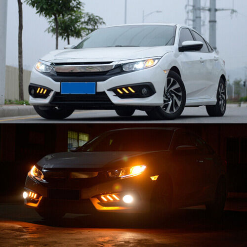 For 2016 2017-2018 Honda Civic Sedan Front Bumper Pair Fog Lights Lamps w/Cover - Picture 17 of 20