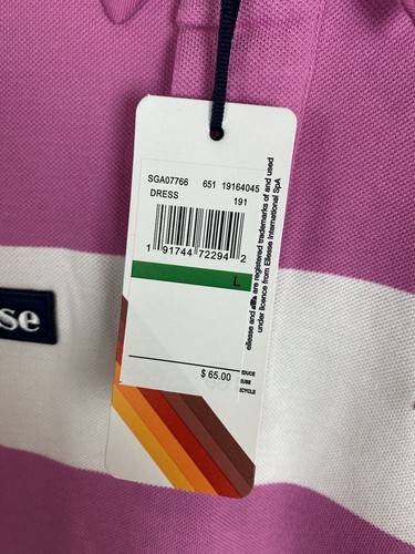 Camisa de vestir Ellesse grande para mujer estilo polo rosa blanco a rayas (A67) - Imagen 7 de 10
