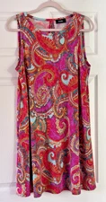 MSK Sleeveless Pink Paisley A-Line Dress Size Large