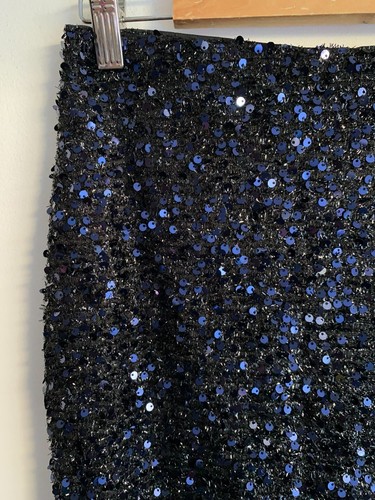 Shein Skirt Womens Medium Black Blue Sequin Straight Slit Zip Lined Party NWT - Bild 2 von 16