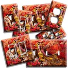 ASIAN BEAUTY WITH HAND FAN SWITCH OUTLET WALL COVER PLATE ROOM BEDROOM ART DECOR