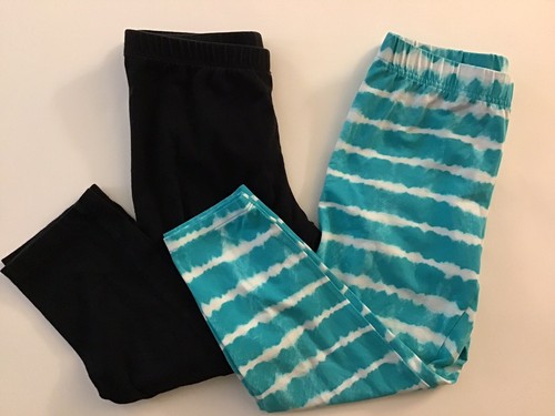 Girls Capri Leggings Large 10/12 Cat & Jack Black Lands End Aqua Tie Dye Lot - Picture 1 of 12