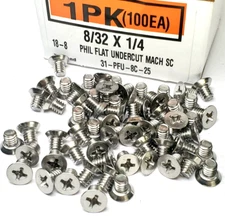 8-32 x 1/4" Phillips Flat Machine Screw UNDERCUT Stainless Steel - 100 PCS