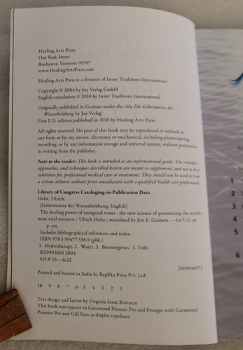 The Healing Power Of Energized Water - Ulrich Holst - 2010 Paperback Edition - Picture 2 of 8