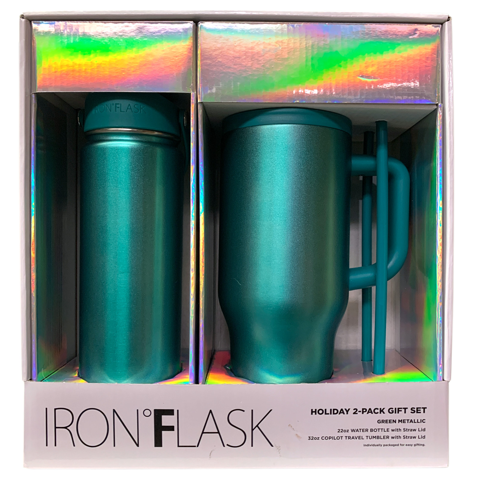 Праздничный подарочный набор Iron Flask из 2-х упаковок 22 унции Бутылка для воды и 32 унции Стакан Copilot 8190₽