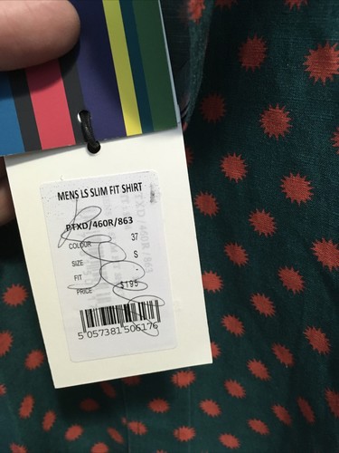 paul smith p/s slim fit shirt star pattern  dark green size S NWT - Picture 3 of 5