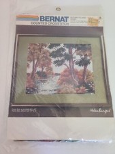 Bernat Counted Cross Stitch Kit Autumn Foliage #H04091 Helen Burgess 14 Mesh NEW