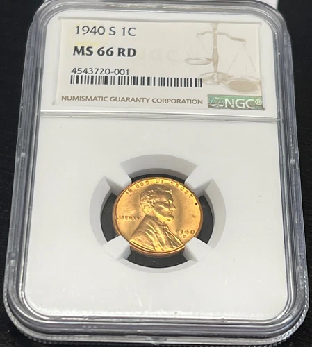 1940-S LINCOLN WHEAT CENT NGC MS-66 RED  ACTUAL COIN #F1866