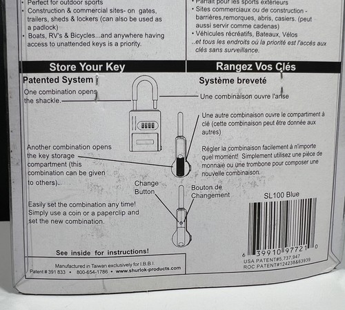 Caja de bloqueo combinada de almacenamiento de llaves numeradas ShurLok SL-100W 4 diales, azul - Imagen 6 de 6