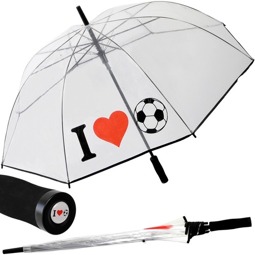 HAPPY RAIN Schirm transparent Regenschirm Fußball Golfschirm durchsichtig - Afbeelding 1 van 6