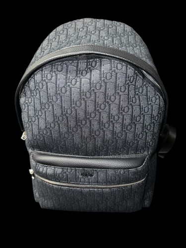 Christian Dior Oblique Rider Backpack Canvas/Leather Navy Blue w/ Dust Bag