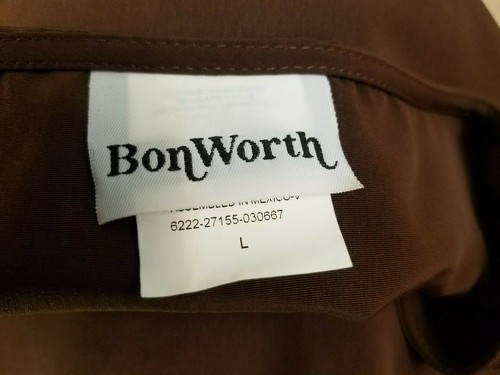 BonWorth Women's Size L Top Sleeveless Tank Shell Blouse Brown Embroidered - Picture 3 of 12