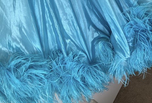 Vintage 70s Handmade Ballroom Dance Gown Ostrich Feather Organza Ruffled Boa SM - Picture 5 of 15
