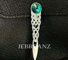Scottish Kilt Pin Highland Celtic Knot Emerald Stone kilt Pin , Scotland Jewelry