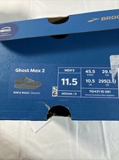Brooks Ghost Max 2 Mens 11.5 Shoes Ebony Cockatoo Blue Sapphire Road Running