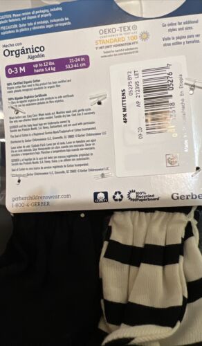 LOTE: Gerber Organic NEWBORN Onsies Boys (3 piezas) + 3 cápsulas + paquete de 4 guantes - Dino - Nuevo con etiquetas - Imagen 13 de 13