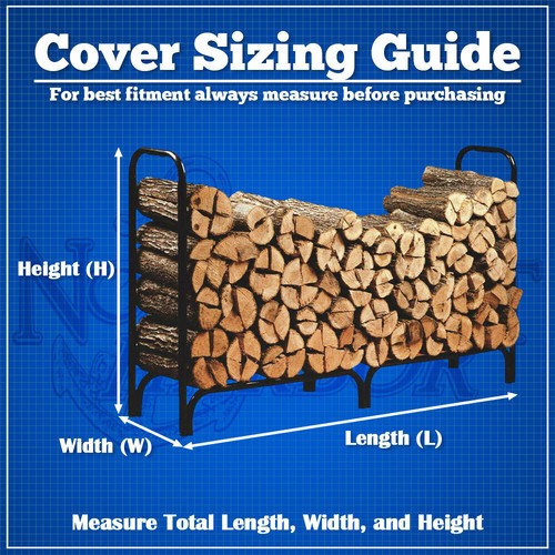 Black Outdoor Log Rack Cover 4-Feet Sun Protected Waterproof Weather Resistant - Picture 4 of 4