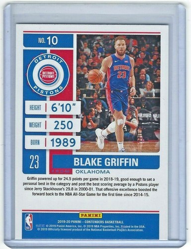2019-20 Panini Contenders Season Ticket Blake Griffin #10.1 Detroit Pistons - Picture 2 of 2
