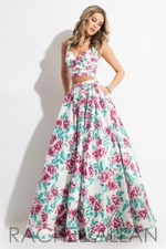 Rachel Allan 2 piece 7510 White Floral Stunning Ball Gown Dress sz 4