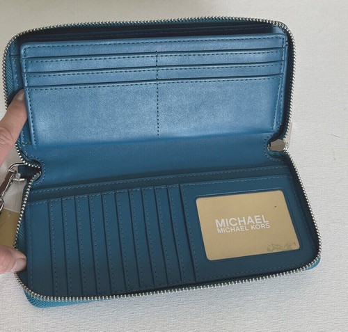 NWB Michael Kors Continental Wallet Lagoon Blue Leather 35T7GTVE7L $278 Dust Y - Bild 6 von 12