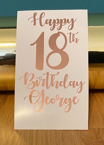 Personalised HAPPY BIRTHDAY Vinyl Sticker Decal Rose Gold Wine Bottle Glass Gift - Picture 6 of 13