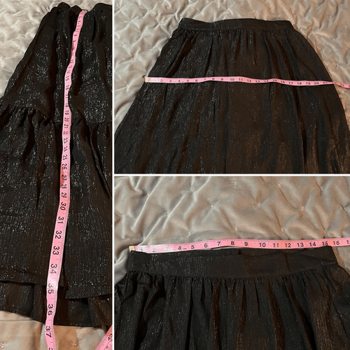 Modcloth Shimmering Rainfall Metallic Midi Skirt Tier Aline Black AU 12 US 8 NWT - Picture 12 of 12