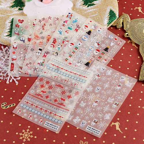 Nail Art Stickers Transfers Xmas Merry Christmas Snowman Santa Collection^ - Picture 9 of 18