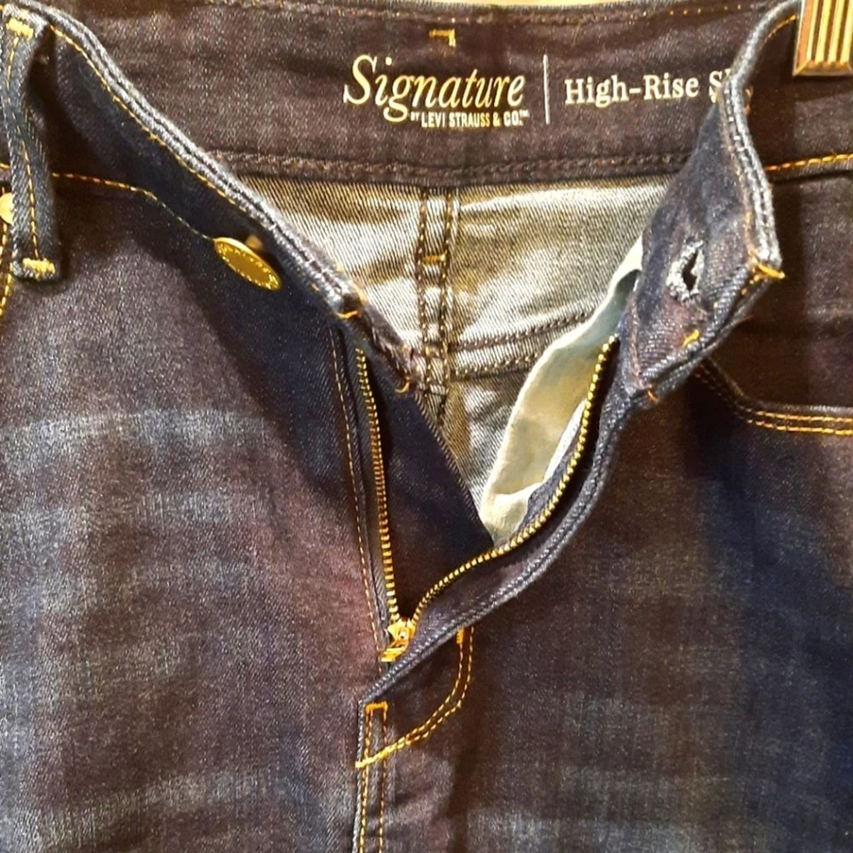 Falda Levi's Strauss Mujer 8 Azul Lavado Oscuro Tiro Alto Elastizado Denim Western Foto 4 de 4