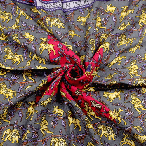 Mantón Hermes CACHEMIRA GM 140 cm Bufanda CHASSE EN INDE Por MICHEL DUCHENE - Imagen 1 de 8