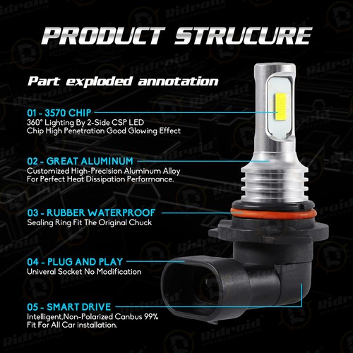 9006 HB4 LED Headlight Bulbs DRL Conversion Kit 8000K Blue 110W 12V VS Xenon HID - Picture 8 of 12