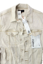 NWT - PURPLE BRAND P024 Embossed Heavyweight Denim Trucker Jacket -Khaki - SMALL