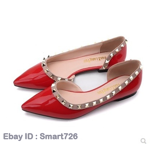 Ladies Ballet Flats Patent Leather Plus Size 48-34 Wide Foot Shoes Rivet Flats - Picture 20 of 38