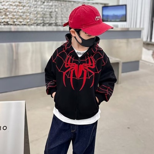Kids Spiderman Jacket Hooded Sweatshirt Cartoon Zipper Long Sleeve Halloween AU - Picture 11 of 15
