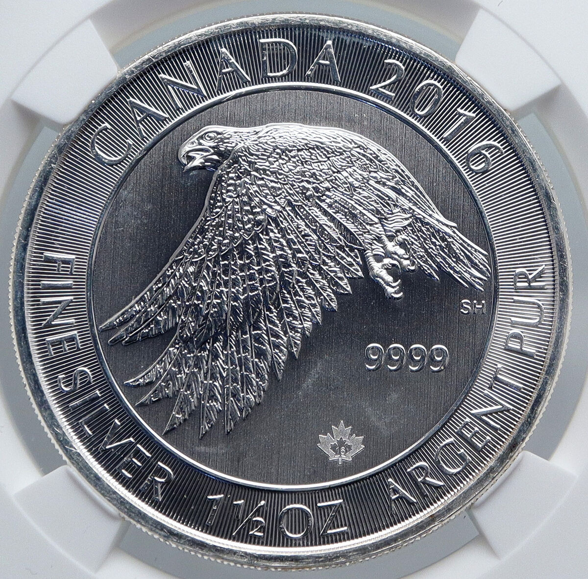 2016 CANADA Queen Elizabeth II SNOWY GYRFALCON 1.5 OZ Silver