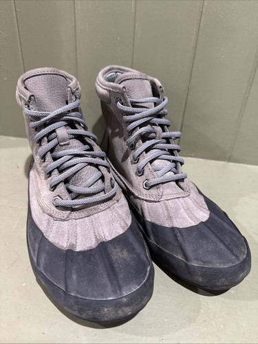 LL Bean Bar Harbor Duck Botas Mujer 8 M Gris Tobillo Cuero Con Cordones Exterior - Imagen 2 de 8