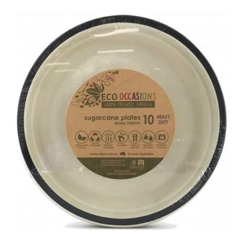 Eco Friendly Black Rim Dessert Sugar Cane Small Plates 10 Biodegradable - Picture 2 of 3