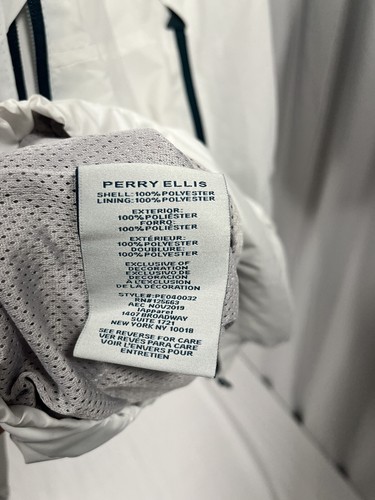 Perry Ellis Men's Small White Pullover 1/4 Zip Windbreaker Jacket Pocket - Picture 12 of 12