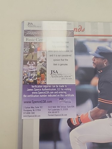 Barry Bonds Signed 8x10 Photo Autographed JSA San Francisco Giants - Picture 2 of 2
