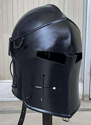 Medieval Barbuta Helmet Knight Templar Crusader Armour Helmet Spartan Black Larp Medieval Barbuta Helmet Knight Templar Crusader Armour Helmet Spartan Black Larp