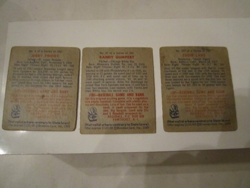 (9) 1949 BOWMAN GUM BASEBALL-SAMMELKARTEN - SORTIERT - SET 10 - Bild 4 von 6