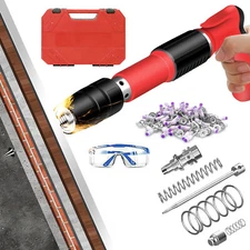 50pcs Nails Portable Manual Steel Nail Gun- 5 Speed Adjustable Concrete Red