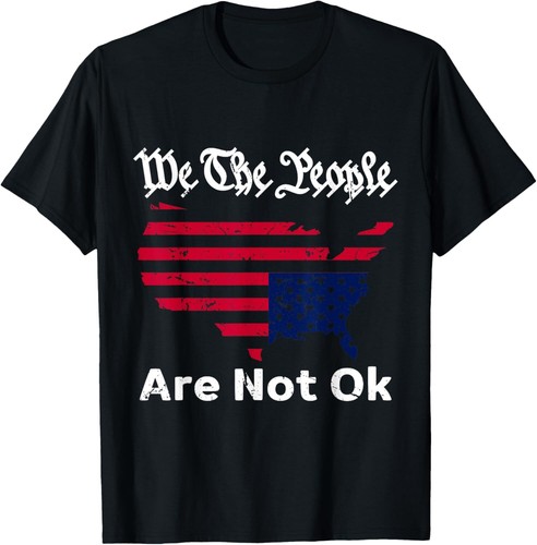 We The People Are Not Ok, Grunge Upside Down American Flag T-Shirt Hoodie - Picture 6 of 12