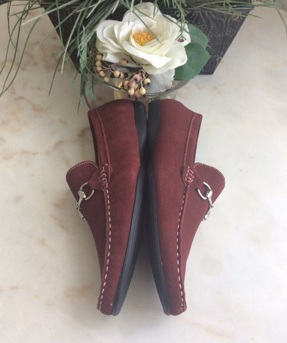 MASIMO New York Mens Burgundy Suede Leather Casual Driver Moccasins Shoes Sz 8.5 - Picture 9 of 10