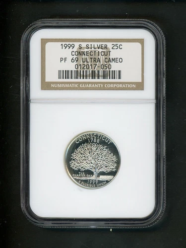 1999-S US SILVER Statehood Quarter 25c .25 Connecticut CT NGC PF 69 Cameo Proof