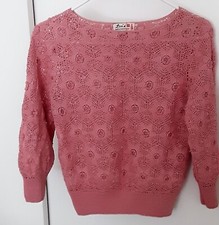 Vintage Lim's All Hand Crochet Cotton 3/4 sleeve Size Med/Lge