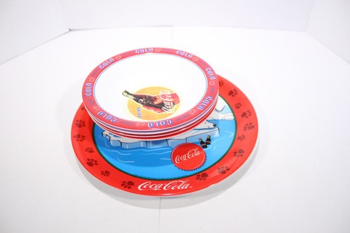 2 plastic coca-cola 10 inch plates And 4-7” Coca-cola Plastic Bowls - Picture 20 of 20