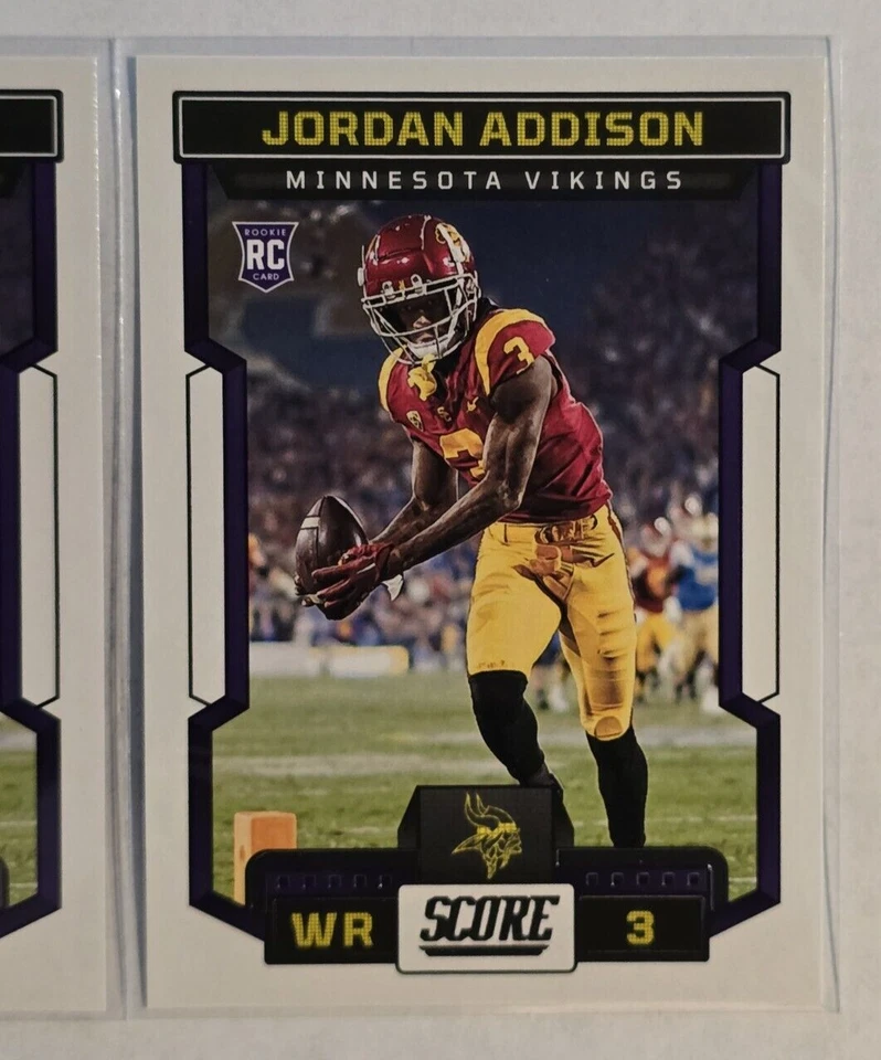 (2) 2023 Score Jordan Addison RC ROOKIE #346 Lot - Minnesota Vikings - Image 3 of 4