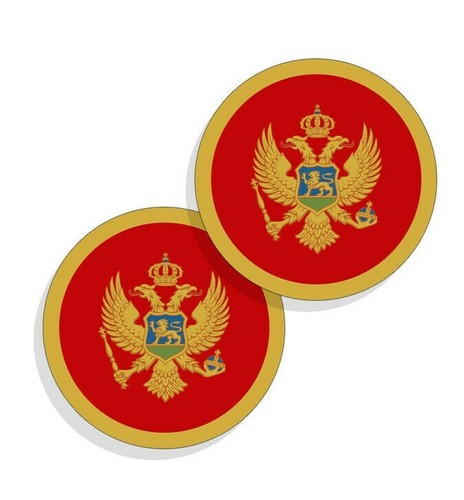 Paquete de 4 calcomanías de vinilo redondas para banderas de Montenegro para interiores y exteriores - Imagen 1 de 4