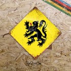 Lion of Flanders - Diamond Shaped Metal Sign - Belgian cobbled classics cycling