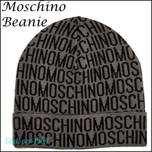Moschino Beanie Hat Beanie Cap NEW Grey with Black Logo Wool Mix GENUINE - Picture 9 of 24